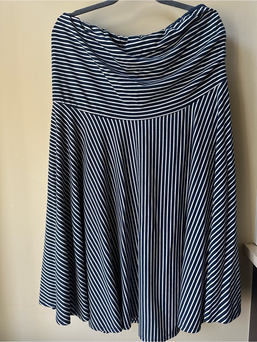 Maurices Navy and White Striped strapless dress